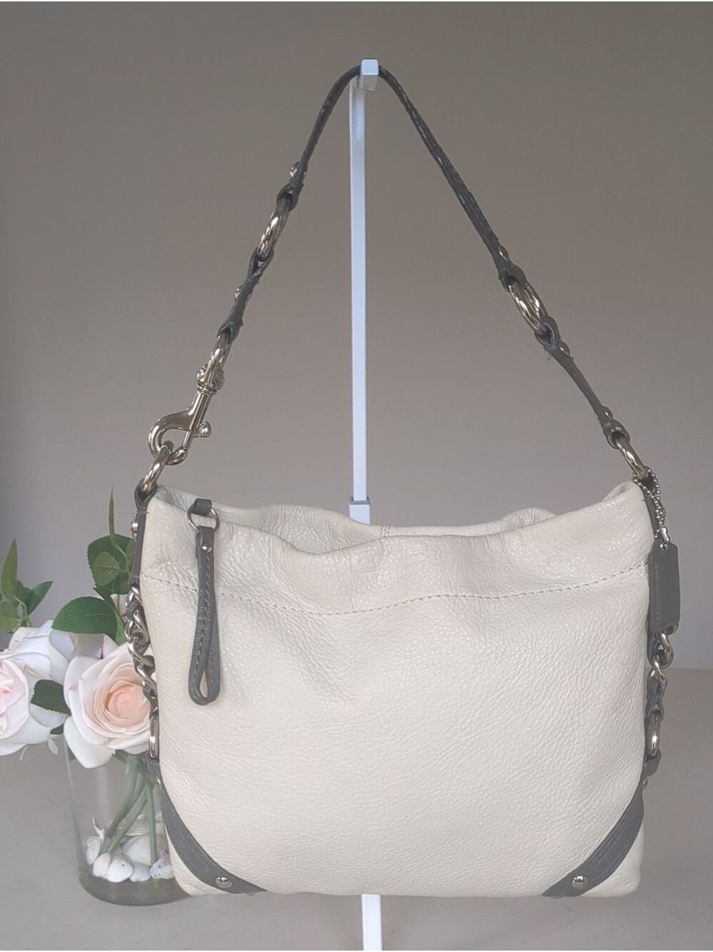 Coach Zoe White Leather Hobo Shoulder Bag